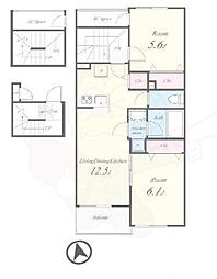 東武亀戸線 亀戸駅 徒歩10分の賃貸アパート 3階2LDKの間取り