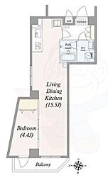 アルファコート東あずま 1LDKの間取図画像