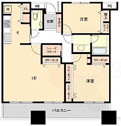 リバーサイド隅田セントラルタワー 2LDKの間取図画像