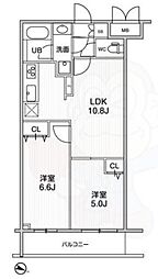 LIME RESIDENCE HIKIFUNE 2LDKの間取図画像