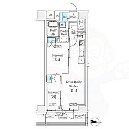 フロンティアレジデンス錦糸公園 2LDKの間取図画像