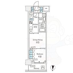 フロンティアレジデンス錦糸公園 1LDKの間取図画像