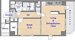 CASSIA押上 1LDKの間取図画像