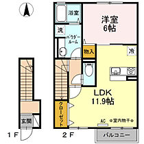 フォンティーヌＯＺ　II 202 ｜ 群馬県高崎市棟高町（賃貸アパート1LDK・2階・50.04㎡） その2