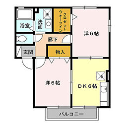 メゾンベール 2DKの間取図画像
