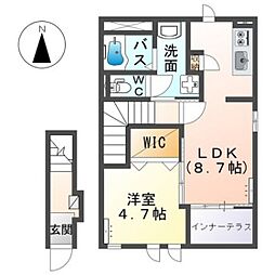 仮）高崎市金古町S様アパート新築工事 202 2階1LDKの間取り
