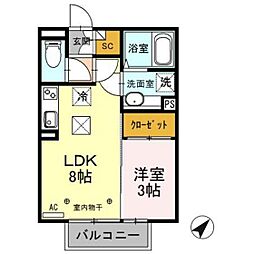アリコヴェール 1LDKの間取図画像