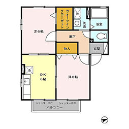 ウィルモアA 2DKの間取図画像