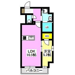 クオリアコート和田町 1LDKの間取図画像