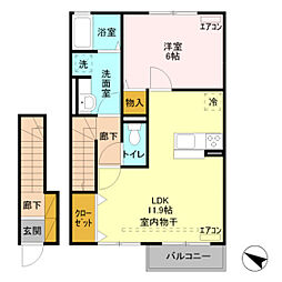 コンフォール奏 1LDKの間取図画像