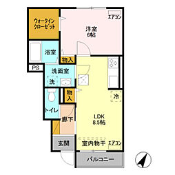 ハッピーネス 1LDKの間取図画像