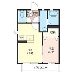 カーサ・ルーチェ 1DKの間取図画像