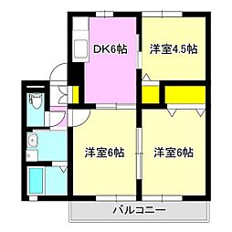 ラグーナB 3DKの間取図画像