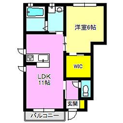 ハピネス1 1LDKの間取図画像