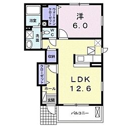 コスモス2 1LDKの間取図画像