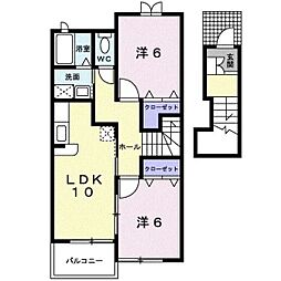 グランデヒル2 2LDKの間取図画像