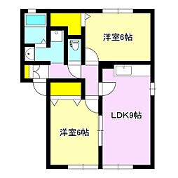 リーベ・M 2LDKの間取図画像