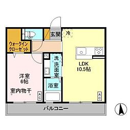 シュシュポルト 1LDKの間取図画像
