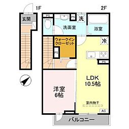 高崎市歌川町アパート 1LDKの間取図画像
