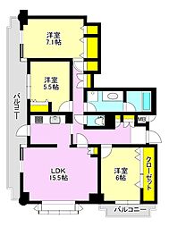 シンフォニア高崎城址 3LDKの間取図画像