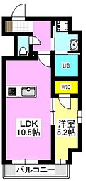 クオリアコート和田町 1LDKの間取図画像