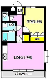 メゾンコンフォース 1LDKの間取図画像