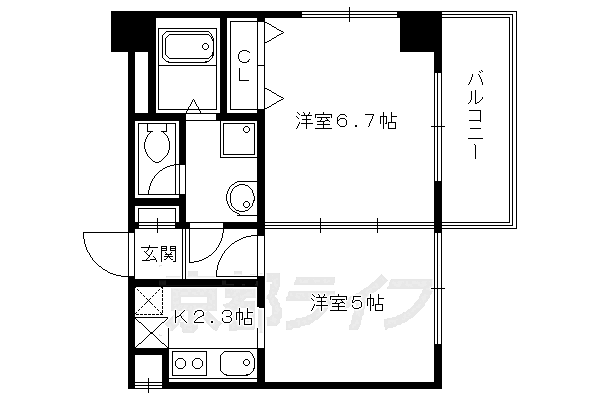 京都府京都市右京区梅津堤下町(賃貸マンション2K・2階・32.62㎡)の写真 その2