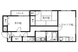 京都市営烏丸線 四条駅 徒歩1分の賃貸マンション 7階2LDKの間取り