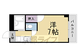 パビヨン宇多野 3階1Kの間取り