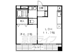 ルミノーサ三条小川 2階1LDKの間取り