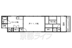 四坊大宮ビル 2DKの間取図画像