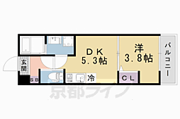 仮称）上京区三条殿町アパート 2階1DKの間取り