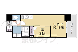 ソルテラスKYOTO西大路 瑠 1LDKの間取図画像