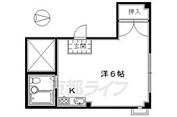 京阪本線 三条駅 徒歩5分の賃貸マンション 3階1Kの間取り