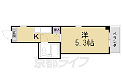 京阪本線 清水五条駅 徒歩9分の賃貸マンション 2階1Kの間取り