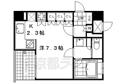 京都市営烏丸線 四条駅 徒歩2分の賃貸マンション 4階1Kの間取り