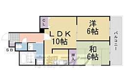 Ｕｒｅｓｉｄｅｎｃｅ二条城 3階2LDKの間取り