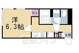 ミヤヴィ御所西 3階1Kの間取り