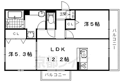 ベル・クローバー嵯峨野 2階2LDKの間取り