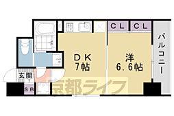 エステムプラザ京都御所ノ内ＲＥＧＩＡ 2階1DKの間取り