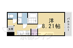 アメリ御所西 2階1Kの間取り