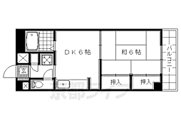 レジデンスオークラC棟 1DKの間取図画像