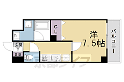 アスヴェル京都外大前 1Kの間取図画像