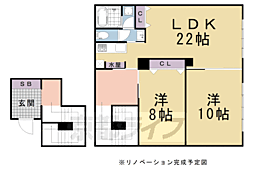 R-Grants西賀茂 2LDKの間取図画像