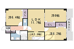 ウエストウイング嵯峨 3LDKの間取図画像