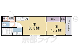 ハーモニーテラス深草越後屋敷町 1LDKの間取図画像