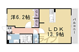 ニックレジデンス京都 1LDKの間取図画像