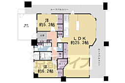 ユニハイム四条大宮駅前 2LDKの間取図画像