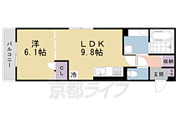 京都市中京区西ノ京西月光町アパート 1LDKの間取図画像