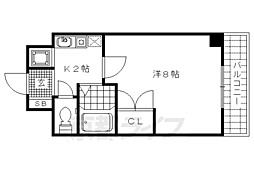 アール四条大宮 1Kの間取図画像